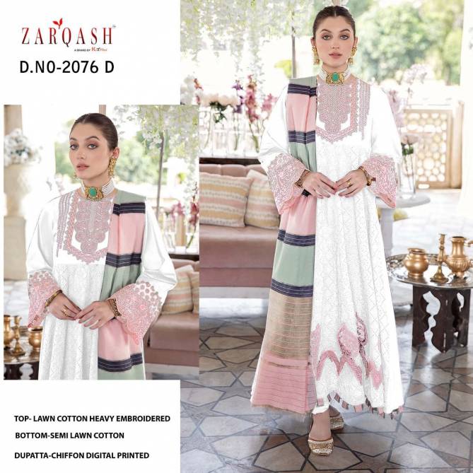 Zarqash Noor Jahan Z 2076 Festive Wear Lawn Cotton Pakistani Salwar Kameez Collection